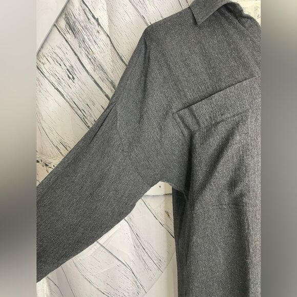 James Perse Shirt Dress Gray Wool Blend Long Sleeve Size M (2) - Picture 3 of 10